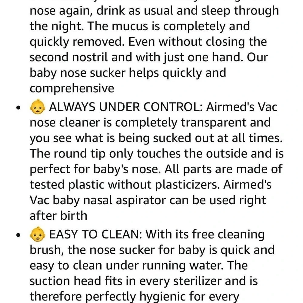 Airmed's Vac Nasal Aspirator Baby OS Clear New Clinically Tested BPA Free